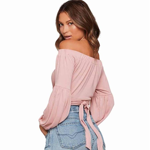 L’Space primrose pink Malibu off the shoulder top - Picture 8 of 8